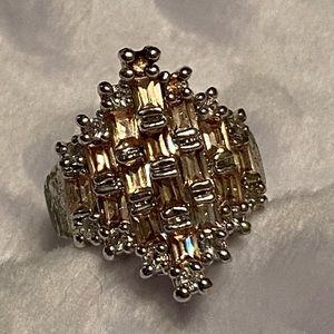 Rose Quartz Baguette with Gold Plated Band